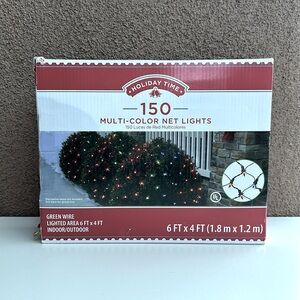 Holiday time, 150 multi-color shrub net lights green wire lighted area 6’ x 4’